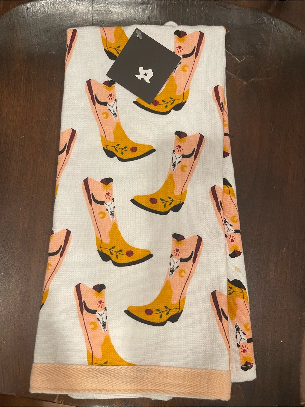 Cowboy Boot Print Kitchen Towel - brand new with tags